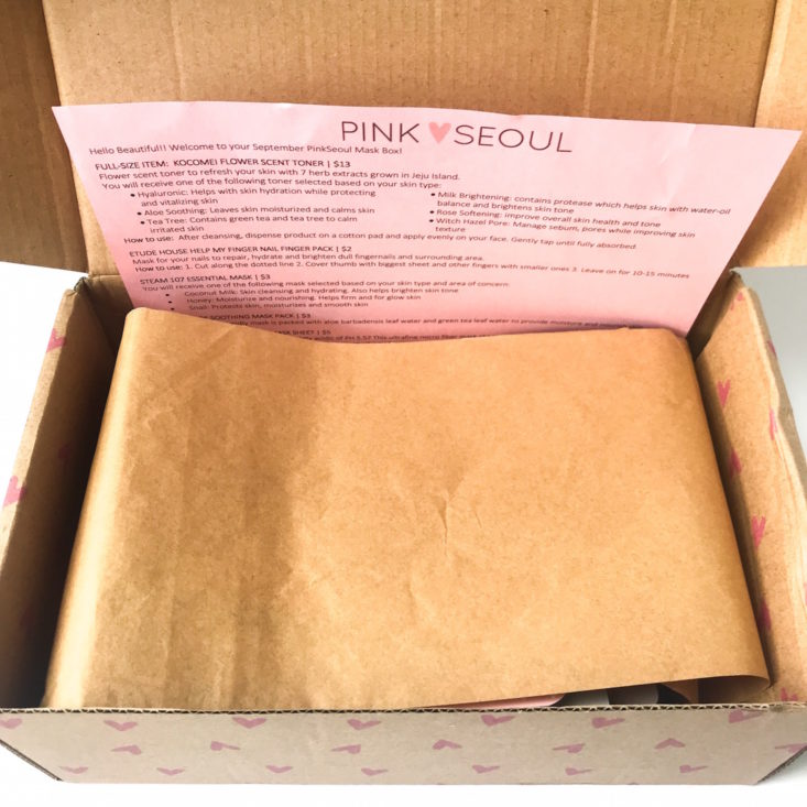 inside Pink Seoul Mask box