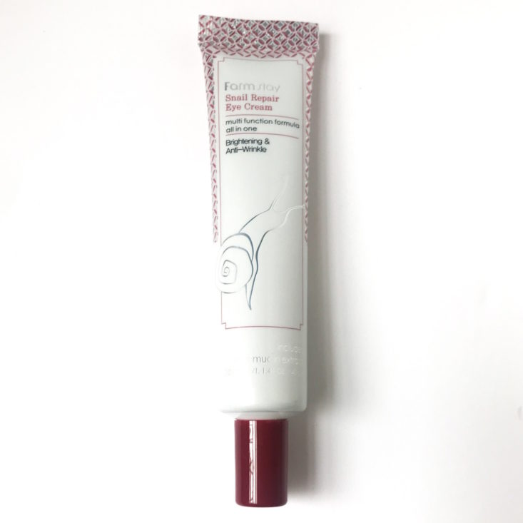 Pink Seoul October 2018 - Farm stay snail repair eye cream tube front view