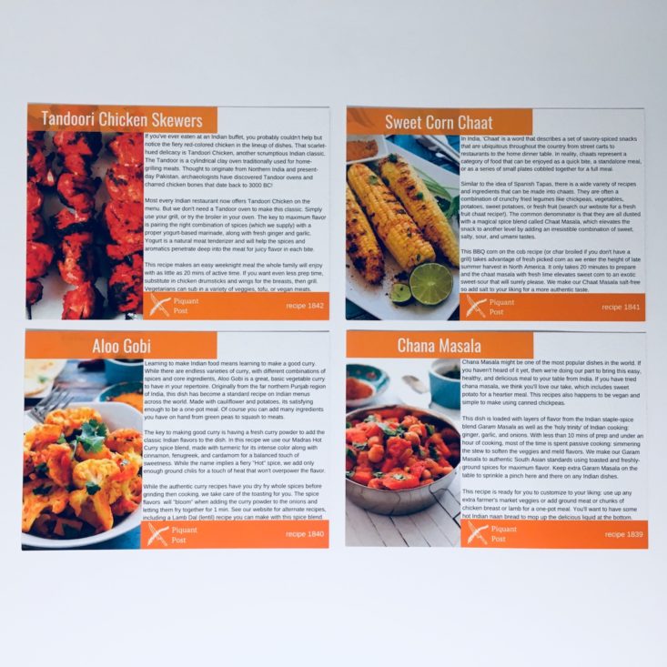 Piquant Post Review September 2018 - ALL RECIPE CARDS