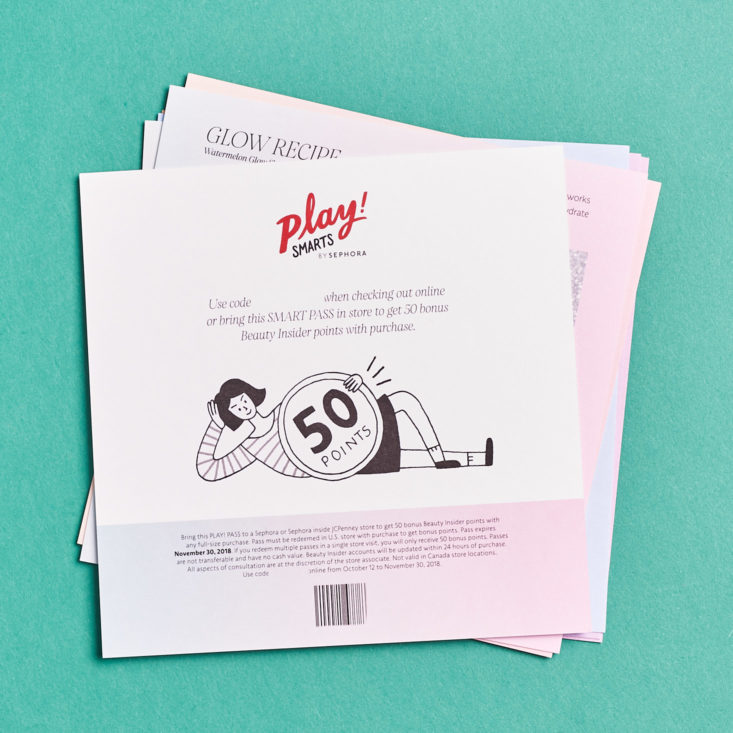 Play! Smarts by Sephora K-Beauty October 2018 - Crash Course Smart Pass 50 Points Front