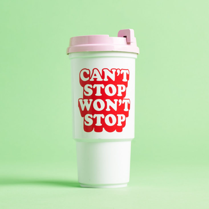 quirky crate can't stop won't stop coffee tumbler