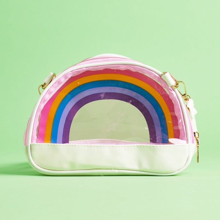 quirky crate rainbow clear purse