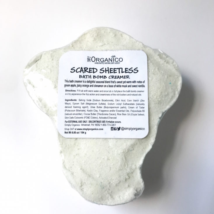 Scared Sheetless Bath Bomb By Simply Organico - Back view
