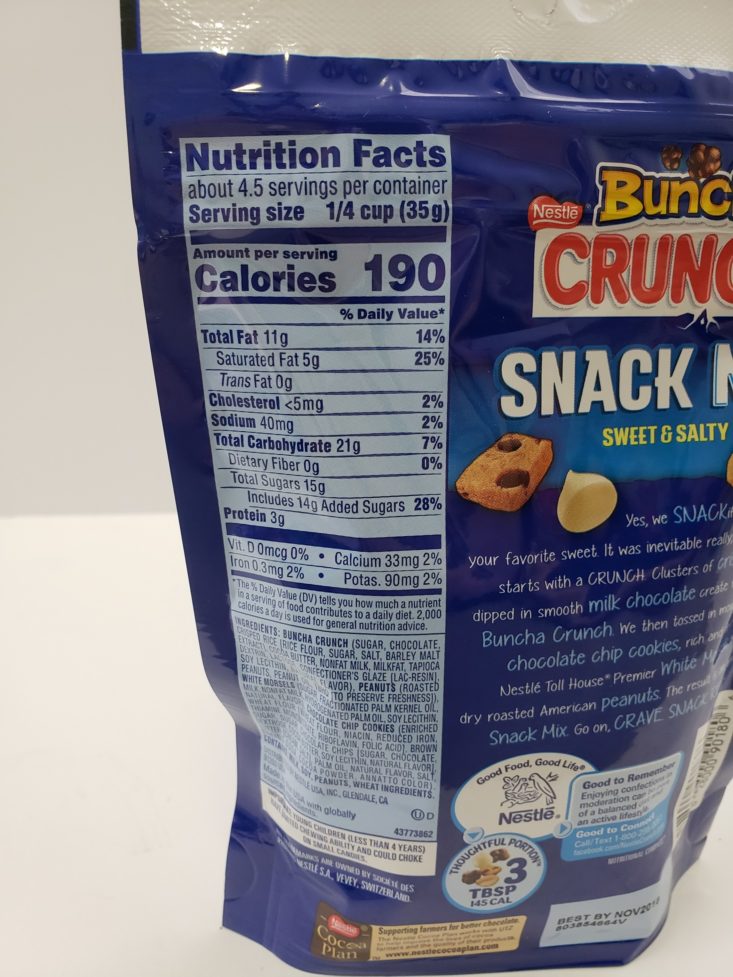 Snack With Me October 2018 - Buncha Crunch Sweet & Salty Snack Mix Back
