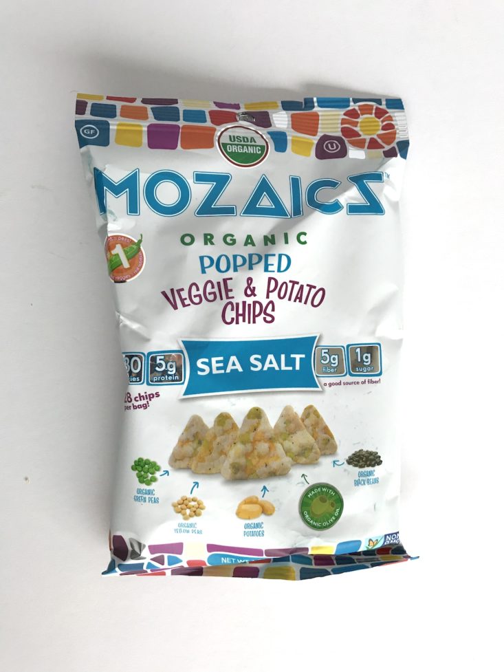 SnackSack October 2018 - Mozaics Popped Veggie & Potato Chips Front