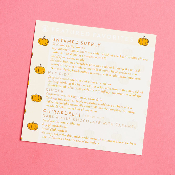 Vellabox Ignis October 2018 - Info Card Back