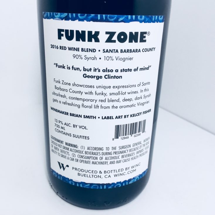 2016 Funk Zone Red Blend back of the label