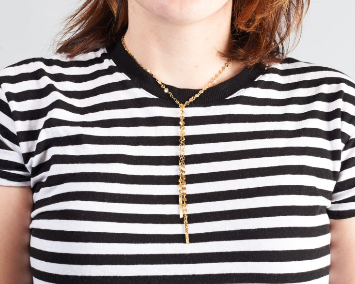 your bijoux box lariat necklace on model