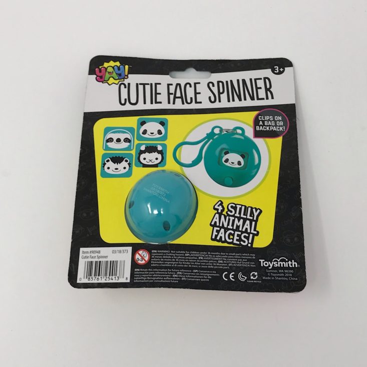 Sensory Theraplay Box November 2018 cute face spinner info