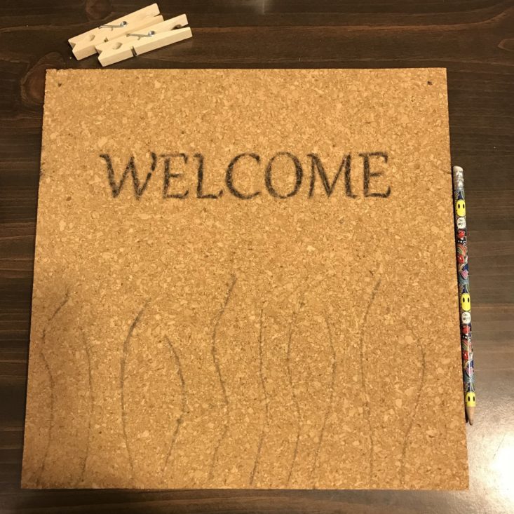 Adults & Crafts Cork Burning Kit October 2018 Review - Welcome Sign Design 2 Top
