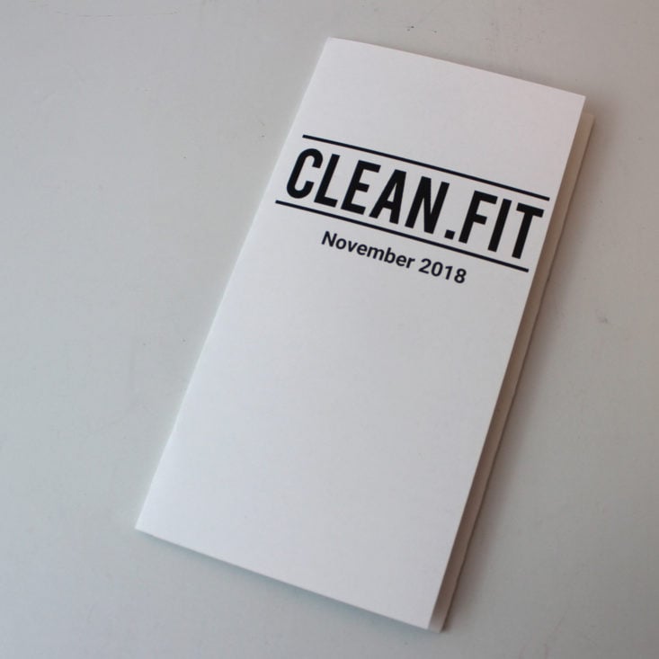 CLEAN.FIT Box November 2018 Review - information Booklet Front