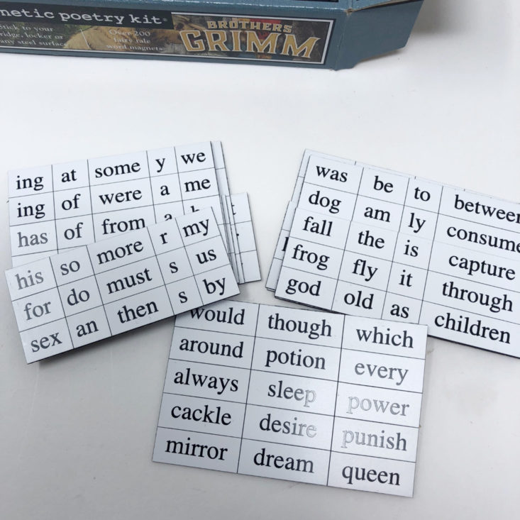 Coffee and a Classic Subscription Box Review October 2018 - Brothers Grimm Magnetic Poetry Kit Unboxed Top
