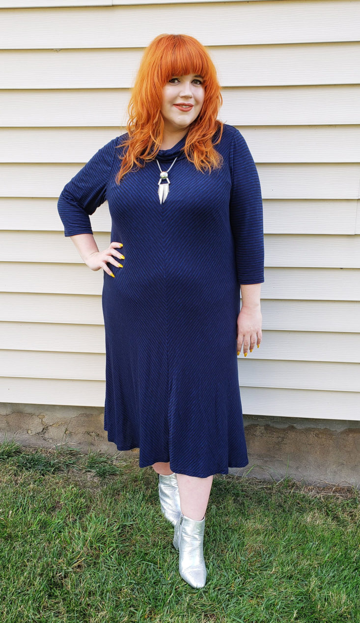 Dia & Co Subscription Box Review—October 2018 - Davie Cowl Neck Swing Dress 1 Front