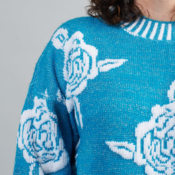 Divine Trash Vintage holiday sweater rose closeup