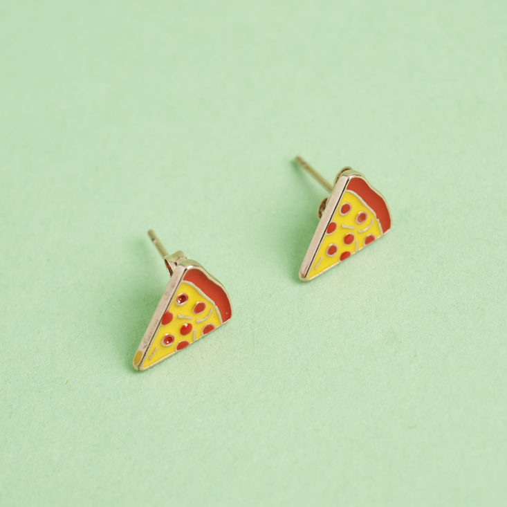 EarFleek Silly and Fun yellow and red pizza stud earrings