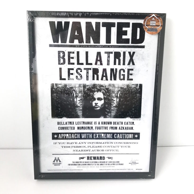 Geek Gear World of Wizardry October 2018 Review - Licensed Exclusive WANTED Bellatrix Lestrange Print Front