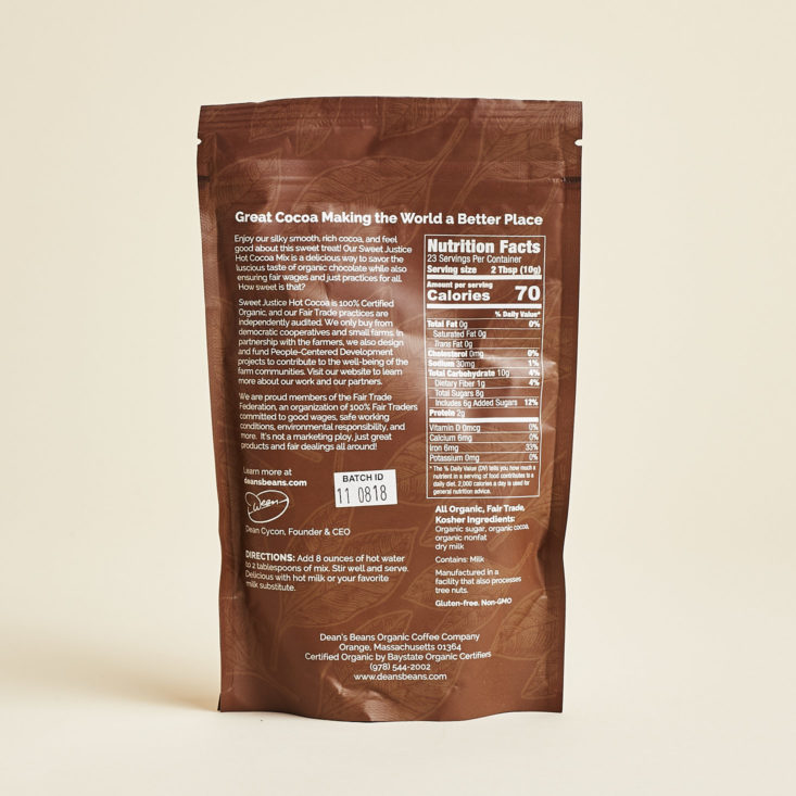 Globe In Appreciate cocoa bag information