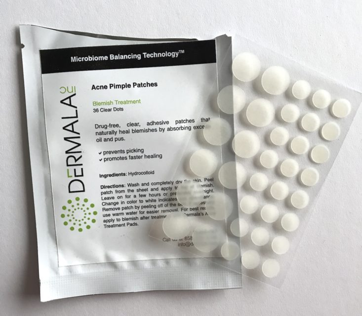 Goodbeing Box Subscription Review November 2018 - Dermala Inc. Acne Pimple Patches Open Packet Top
