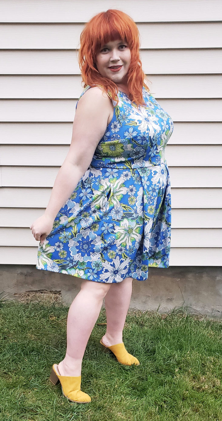 Gwynnie Bee Box October 2018 - Sleeveless Fit & Flare Blue Floral Print Dress By Taylor Dresses 0020