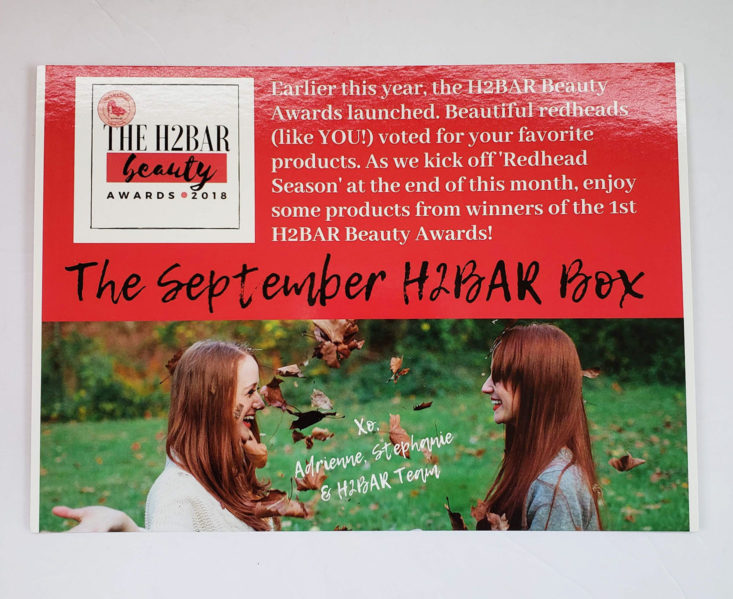 H2BAR September 2018 - Info Card Front