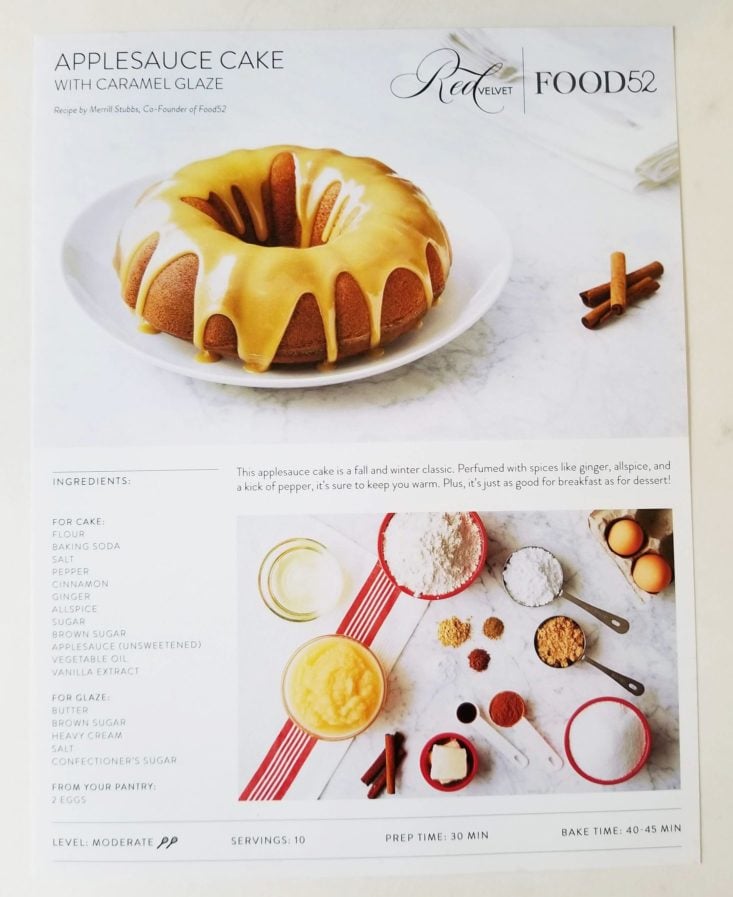 Red Velvet NYC Baking Kit Subscription applesauce cake recipe