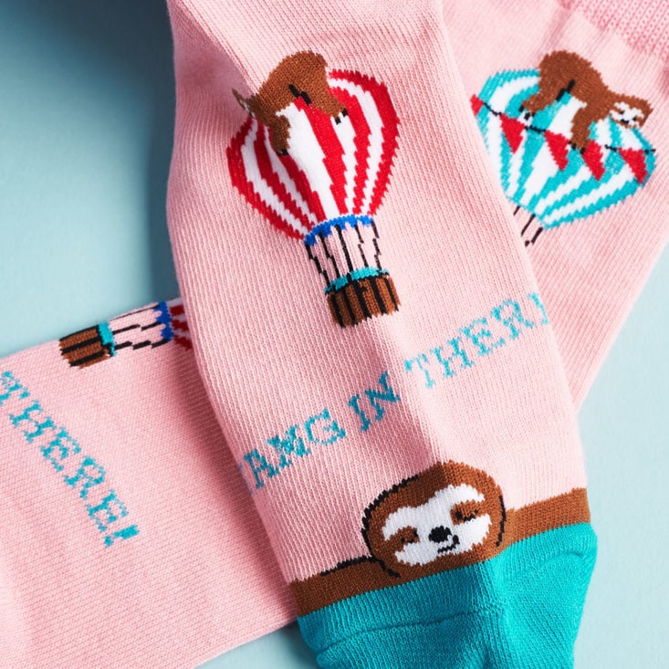 Say It With A Sock Girls October 2018 Sloth Socks detail shot