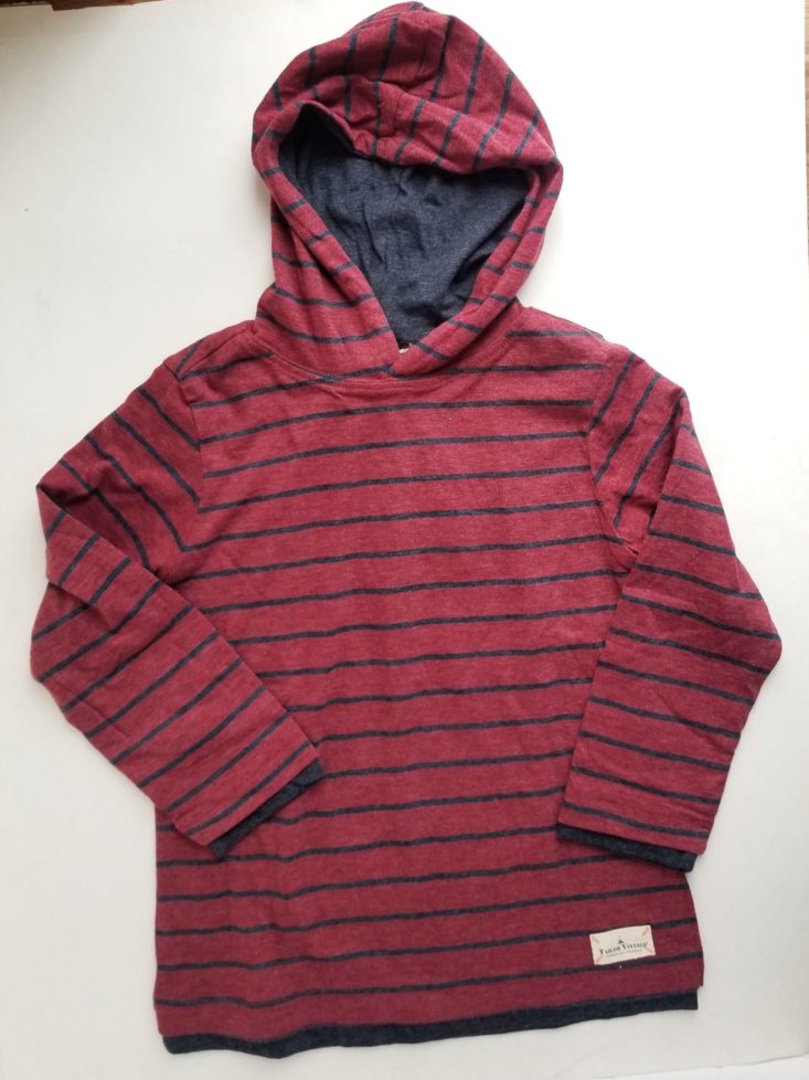 Stitch Fix Boys December 2018 reversible hoodie, red stripes