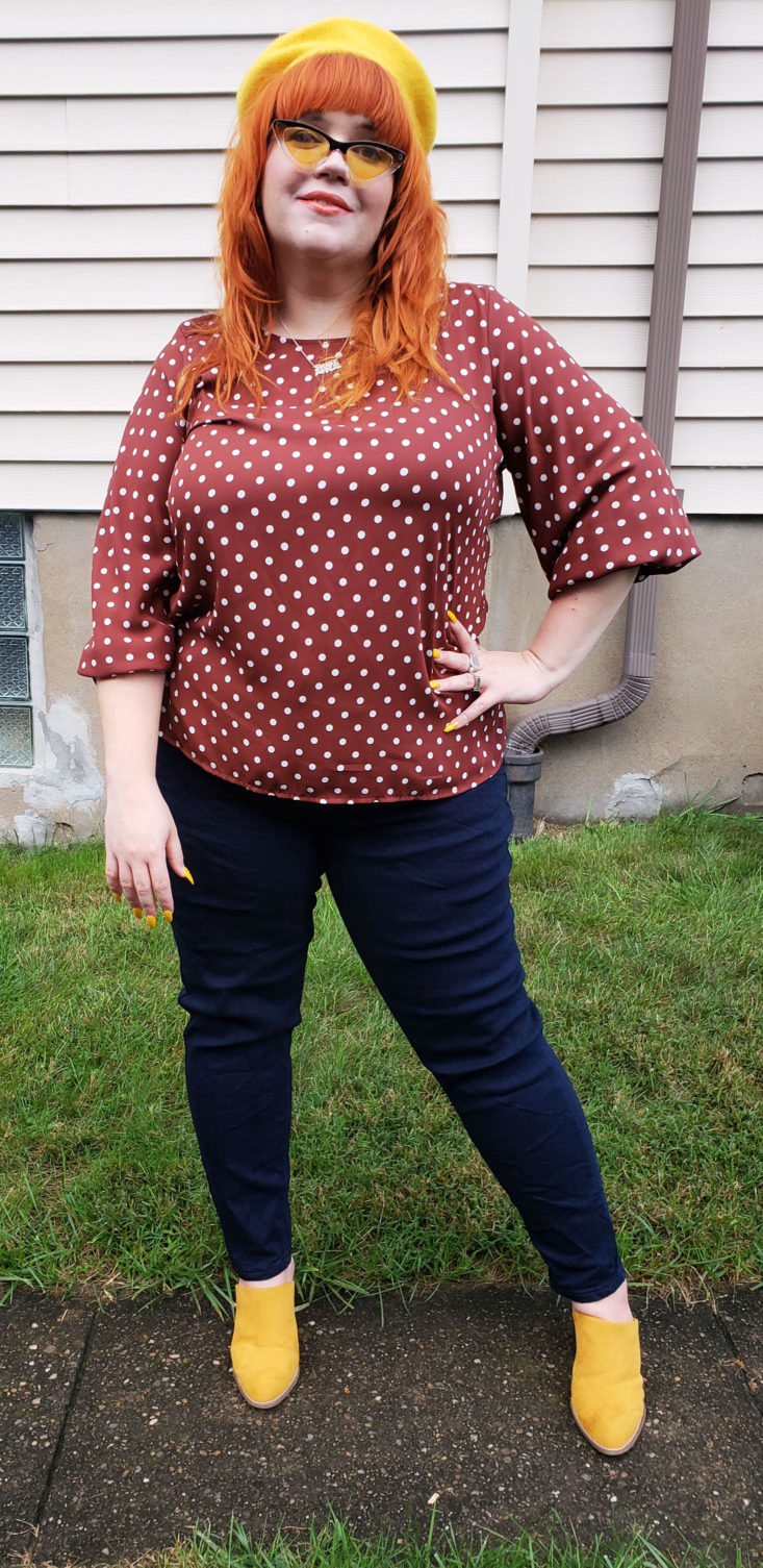 Stitch Fix Plus Size Clothing Box October 2018 Review - Oleksandra Crew Neck Blouse by West Kei Wear 1 Front