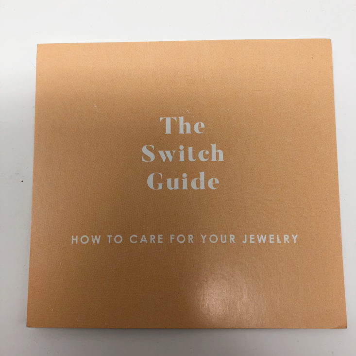 Switch Designer Jewelry Rental November 2018 - Info Card Care Tips Front