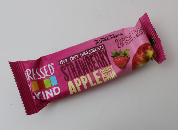Vegan Cuts Snack Box November 2018 Review - Pressed Kind in Apple Cherry Chia Packet Top