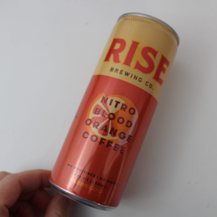 Vegan Cuts Snack Box November 2018 Review - Rise Brewing Co. Nitro Blood Orange Coffee Top