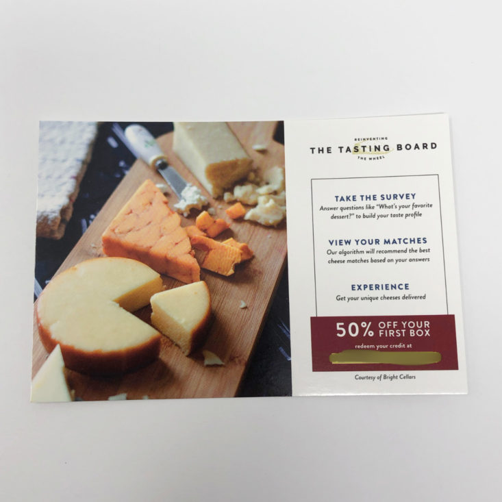 Bright Cellars Win December 2018 - The Tasting Board Coupon Front