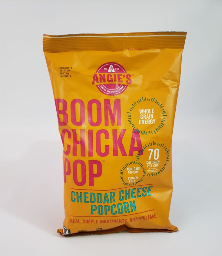 Food And Snack December 2018 - Boom Chicka Pop Cheddar Cheese Popcorn Front
