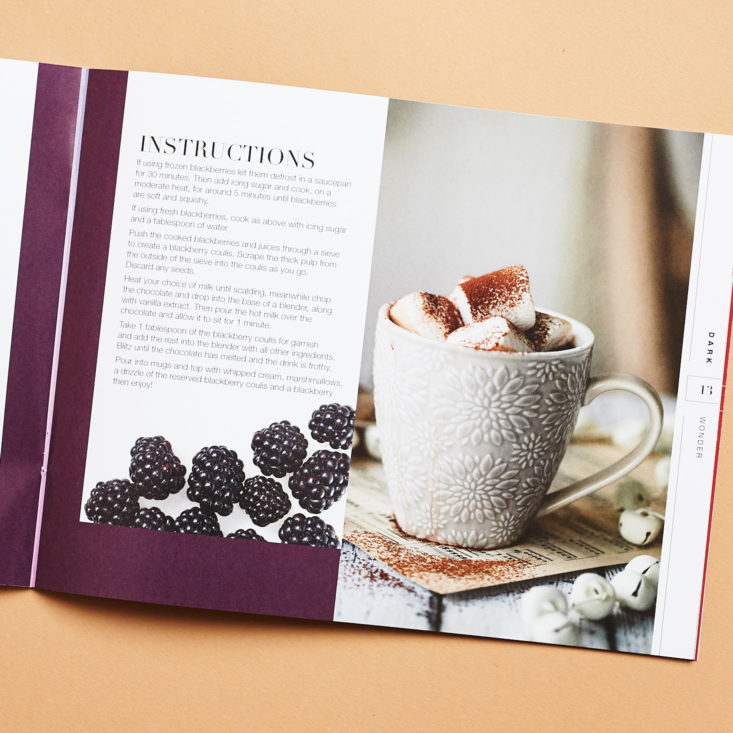 Look Fantastic November 2018 booklet hot chocolate instructions