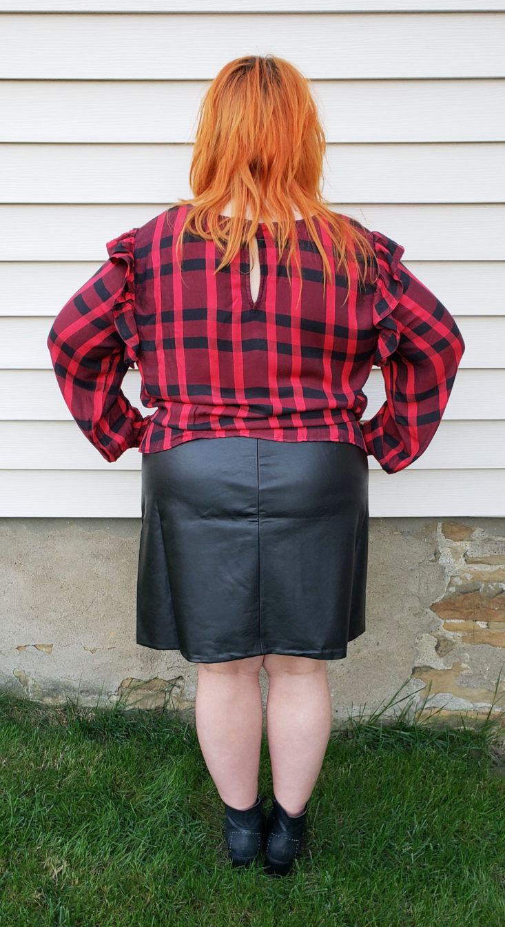 Nordstrom Trunk Box October 2018 - Millie Ruffle Plaid Peplum Top by Sanctuary Front Back
