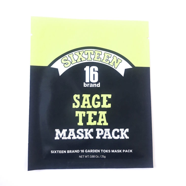 PinkSeoul Box November 2018 Review - 16 Brand Sage Tea Mask Pack Top