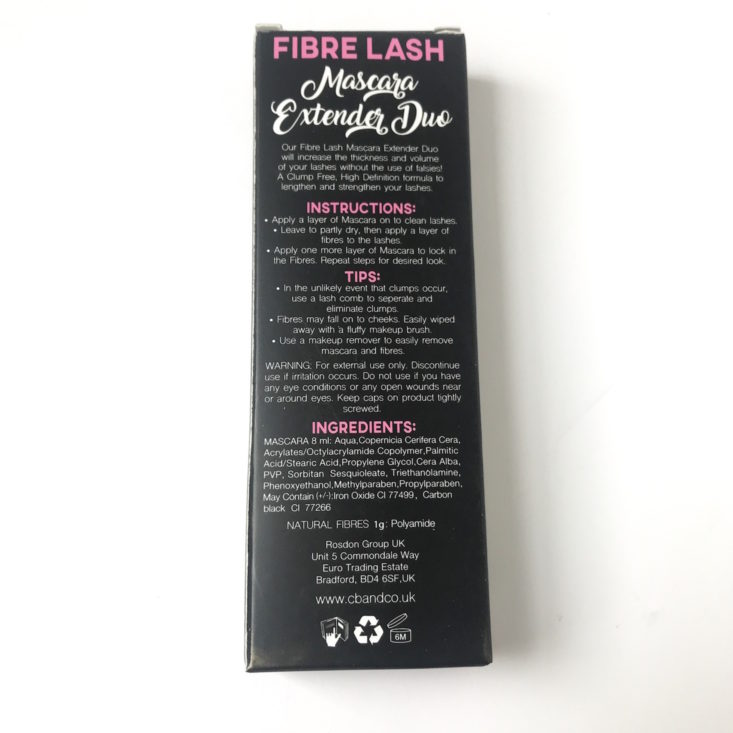 Rose War Panty Power December 2018 - Cougar Beauty Fibre Lash Mascara Box Back