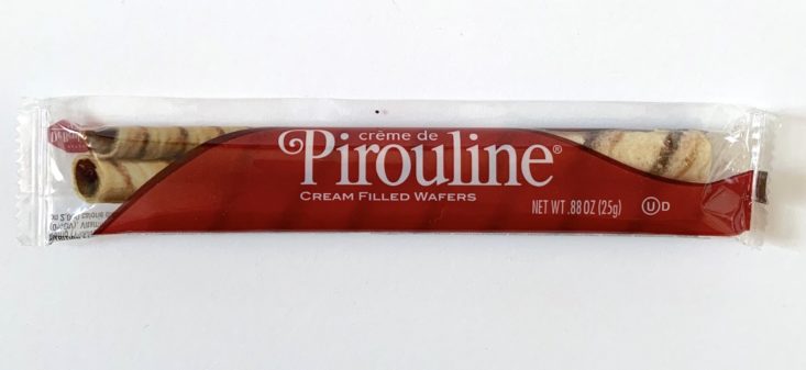 SnackSack Classic Box Review December 2018 - Pirouline Chocolate Hazelnut Wafers Package Top