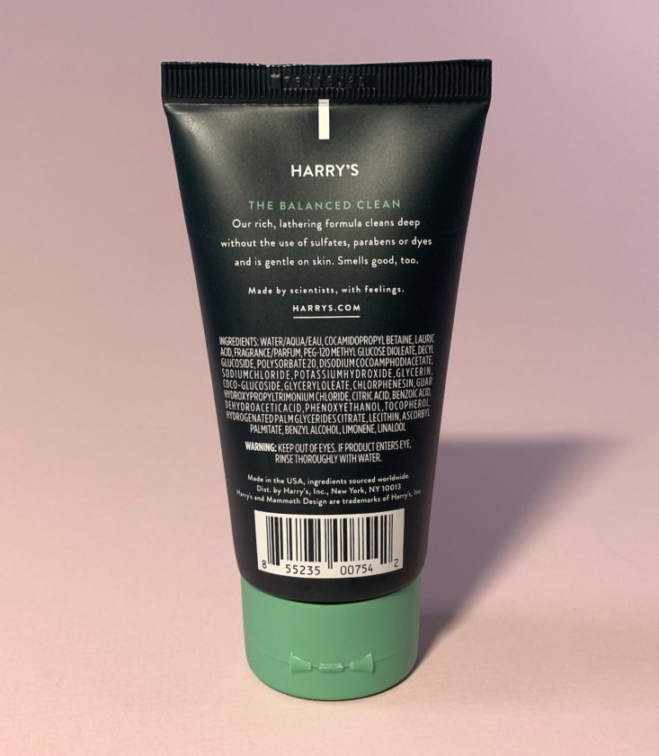 Target Men’s Beauty Box December 2018 - Harry’s Shiso Body Wash Back