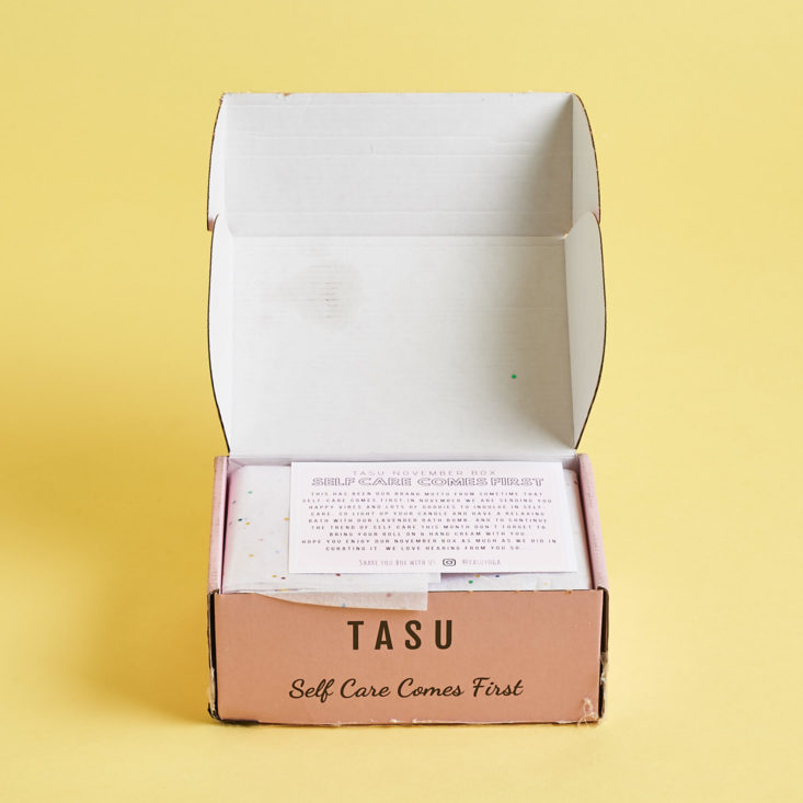 Tasu December 2018 open box