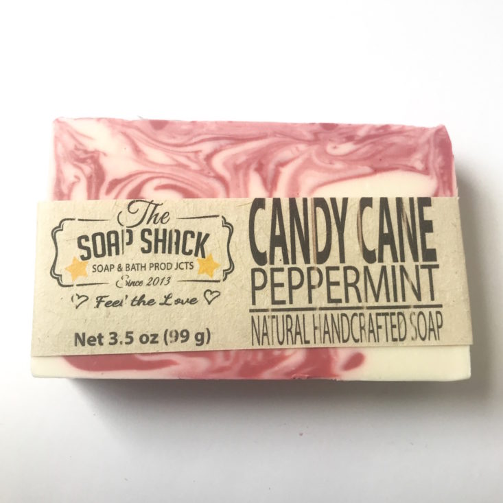 The Soap Shack November 2018 - Candy Cane Peppermint Soap Bar Front