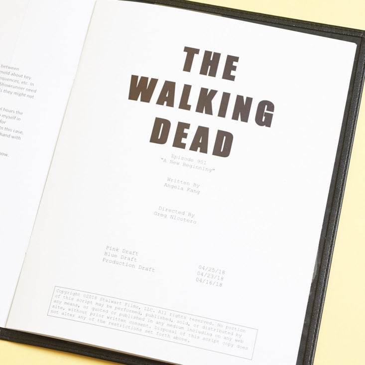 Walking Dead Supply Drop November 2018 - TWD Season 9 Episode 1 Script Inside 2 Top