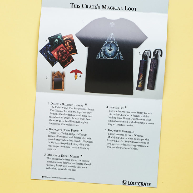 Wizarding World Crate November 2018 - Information Sheet Top