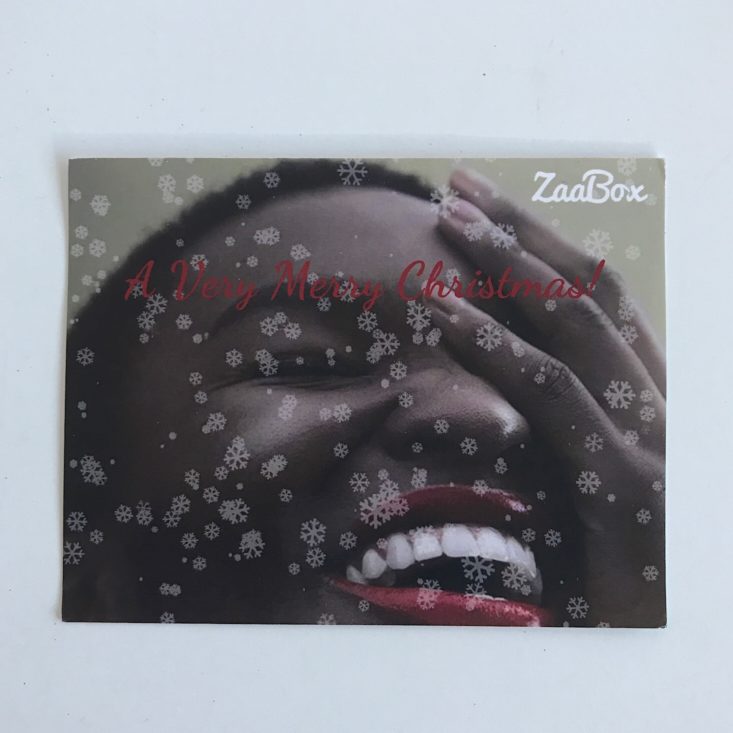 ZaaBox December 2018 - Product Info Card Front Top