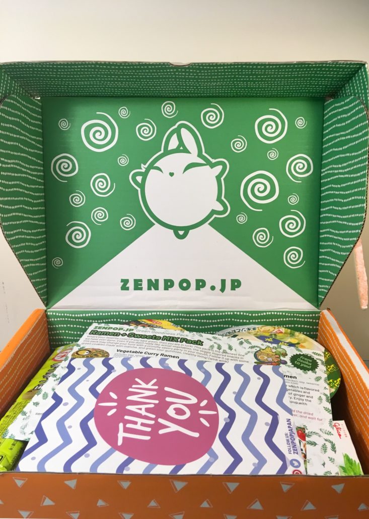 ZenPop Ramen Sweets Mix Pack November 2018 Green Goodness Review - Box Open Front