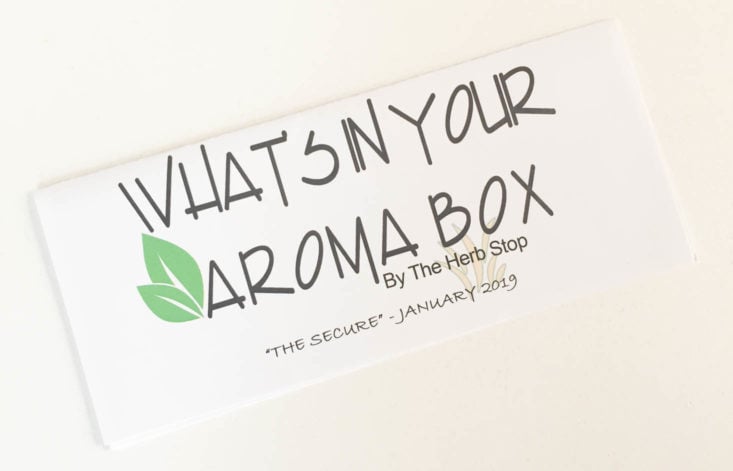 Aaroma Box by Herb Stop the Secure January 2019 - The Secure theme Booklet Top