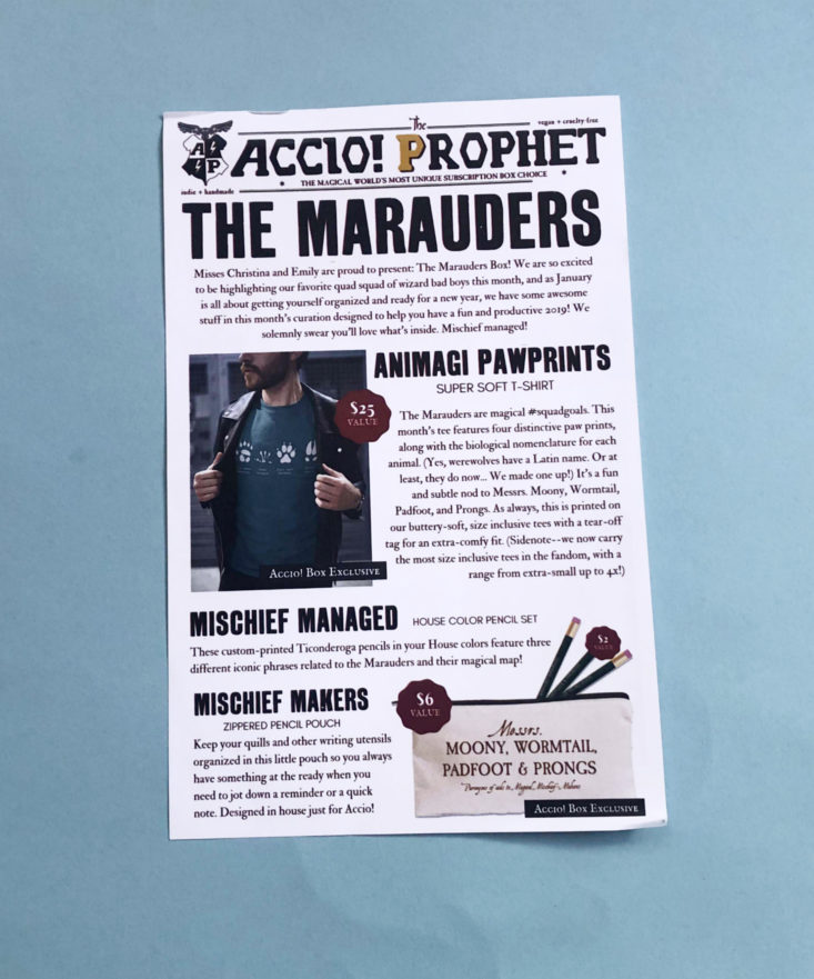 Accio Box January 2019 - Prophet Front