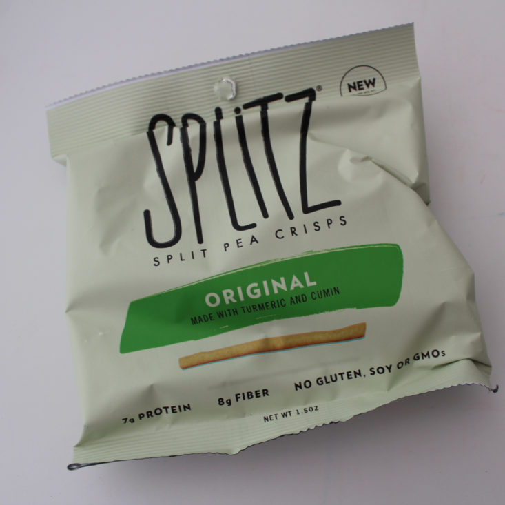 All Around Vegan Review January 2019 - Splitz Split Pea Crisps Original Package Top