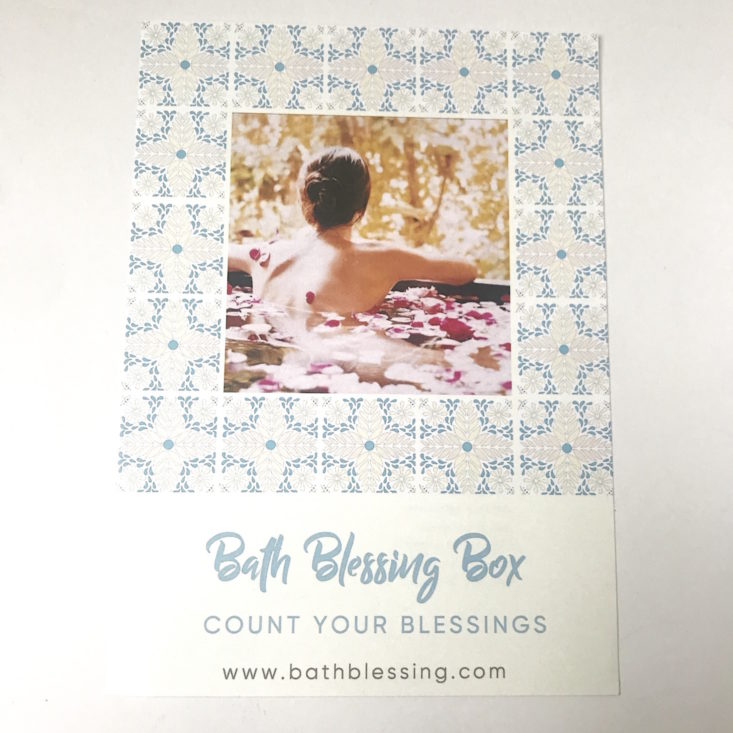 Bath Blessing Box January 2019 - Checklist Front Top