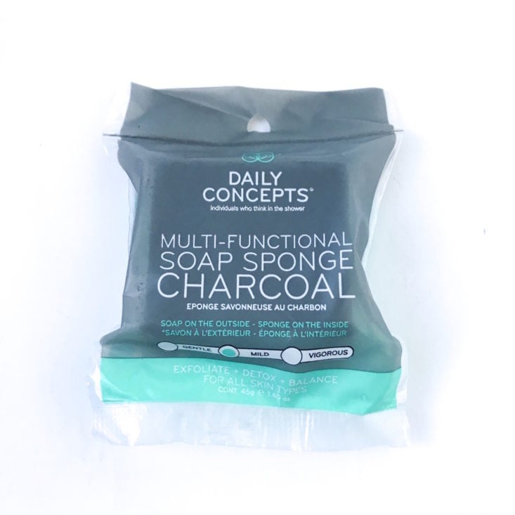BirchboxMan The Start To Finish Skincare Kit Review January 2019 - Daily Concepts Multi-Functional Charcoal Soap Sponge Packaged Top